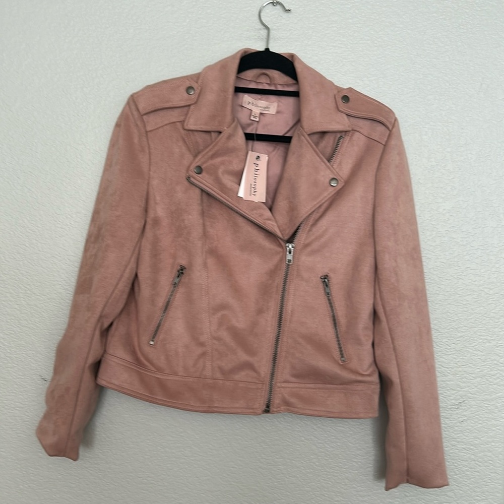 Philosophy Moto Faux Suede Mauve Jacket Size Large Nwt